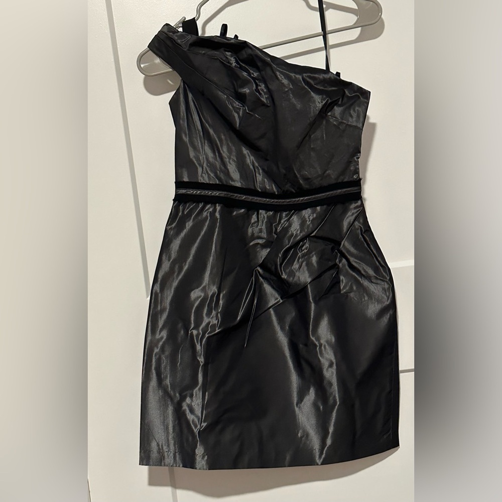 BCBGeneration Asymmetrical Pleated One Shoulder Cocktail Mini Dress - Picture 3 of 16
